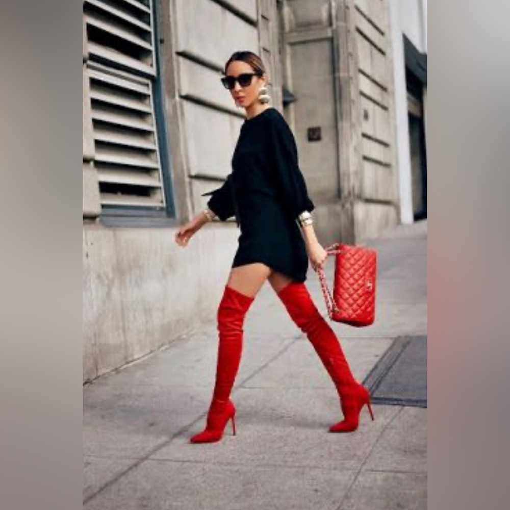 Over the Knee Red High Heel Boots